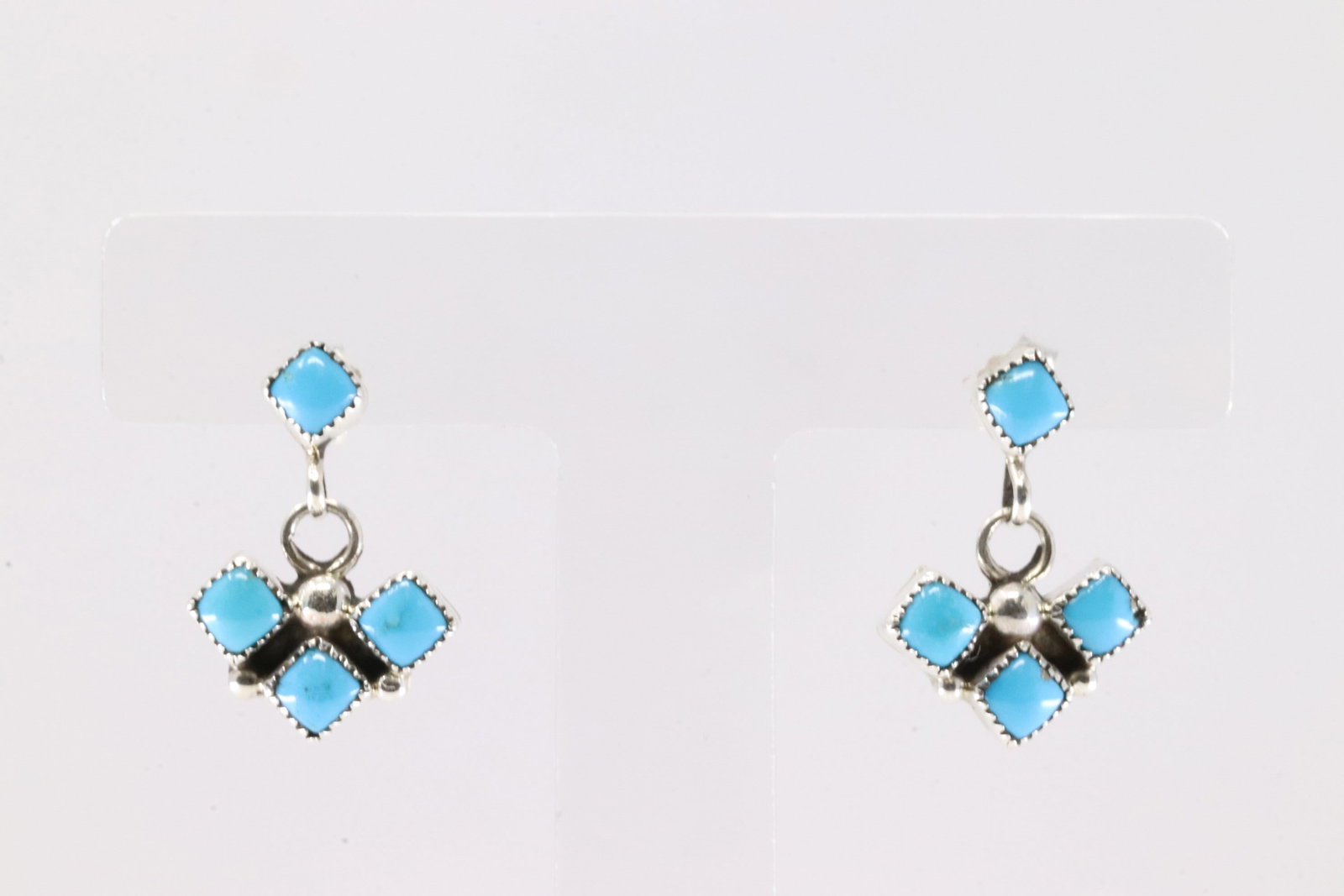 Native America Navajo Sterling Silver Turquoise Post / Dangling Earring's By P Spencer. (1 of 3)