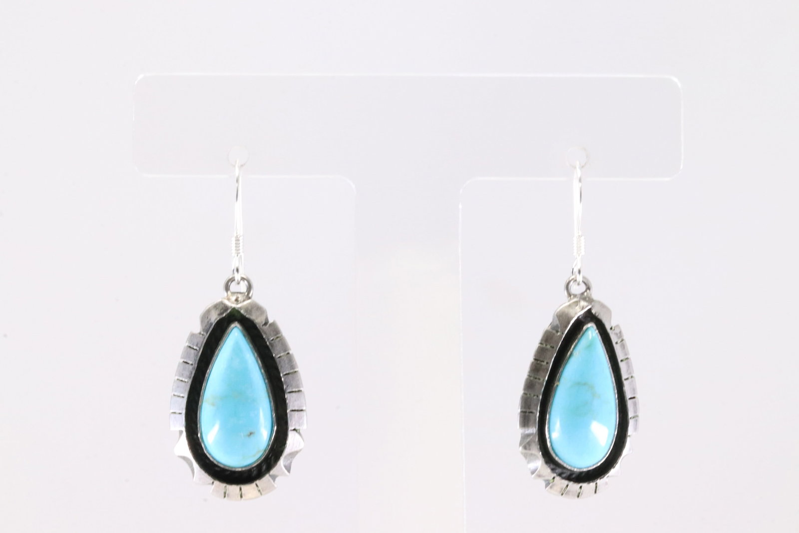 Native America Navajo Sterling Silver Turquoise Dangling Earring's By Amos Begay. (1 of 4)