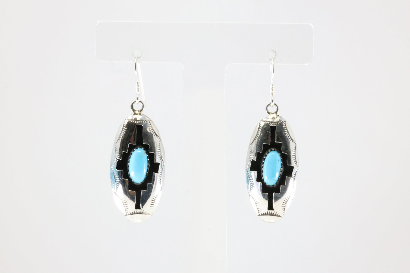 Native America Navajo Sterling Silver Turquoise Dangling Earring's By Felix Perry. From C Company.: This is a Native America Navajo Sterling Silver Turquoise Dangling Earring's By Felix Perry. From C Company. Stamp By C Company.