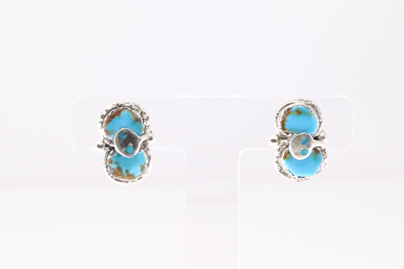 Native America Zuni Sterling Silver Turquoise Post Earring's By Effie C. (1 of 3)