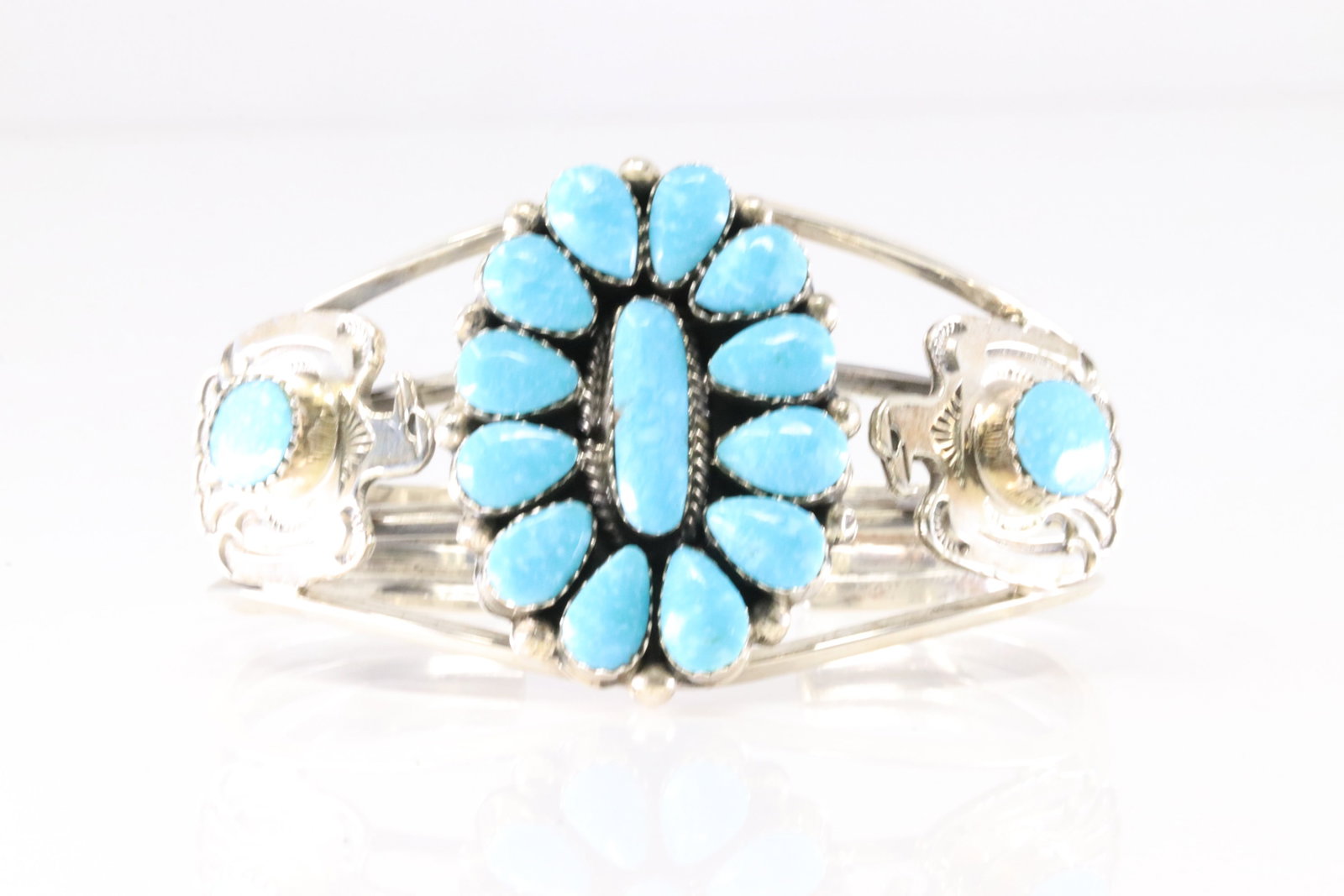 Native America Navajo Sterling Silver Turquoise Bracelet Cuff By Jimmy Garcia. (1 of 4)