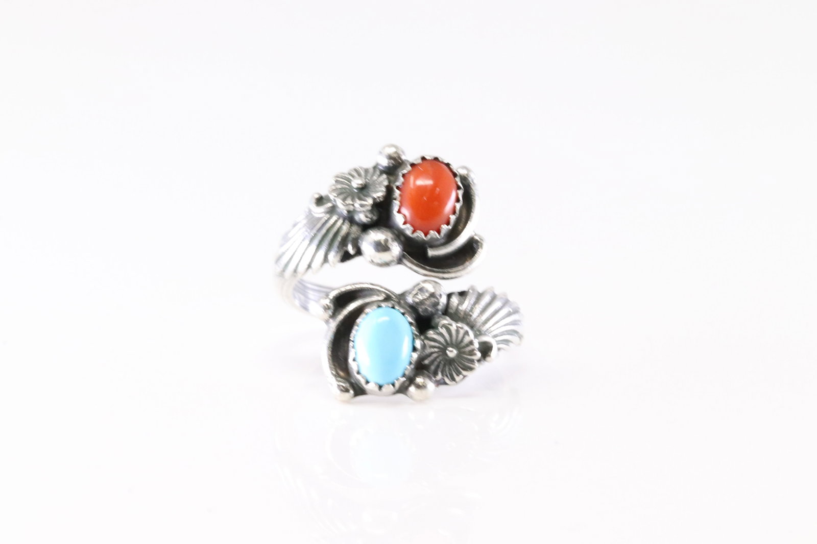 America Sterling Silver Coral & Turquoise Ring. (1 of 4)