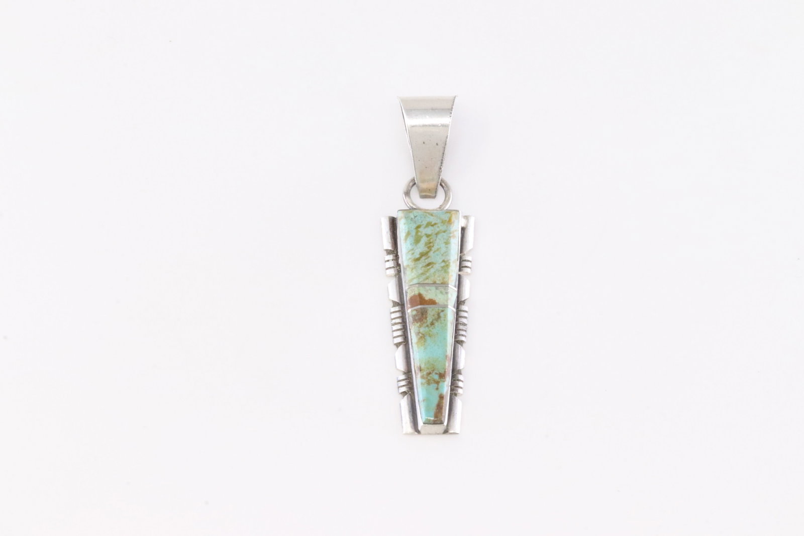 Native America Navajo Sterling Silver Turquoise Pendant By S.F. (1 of 3)
