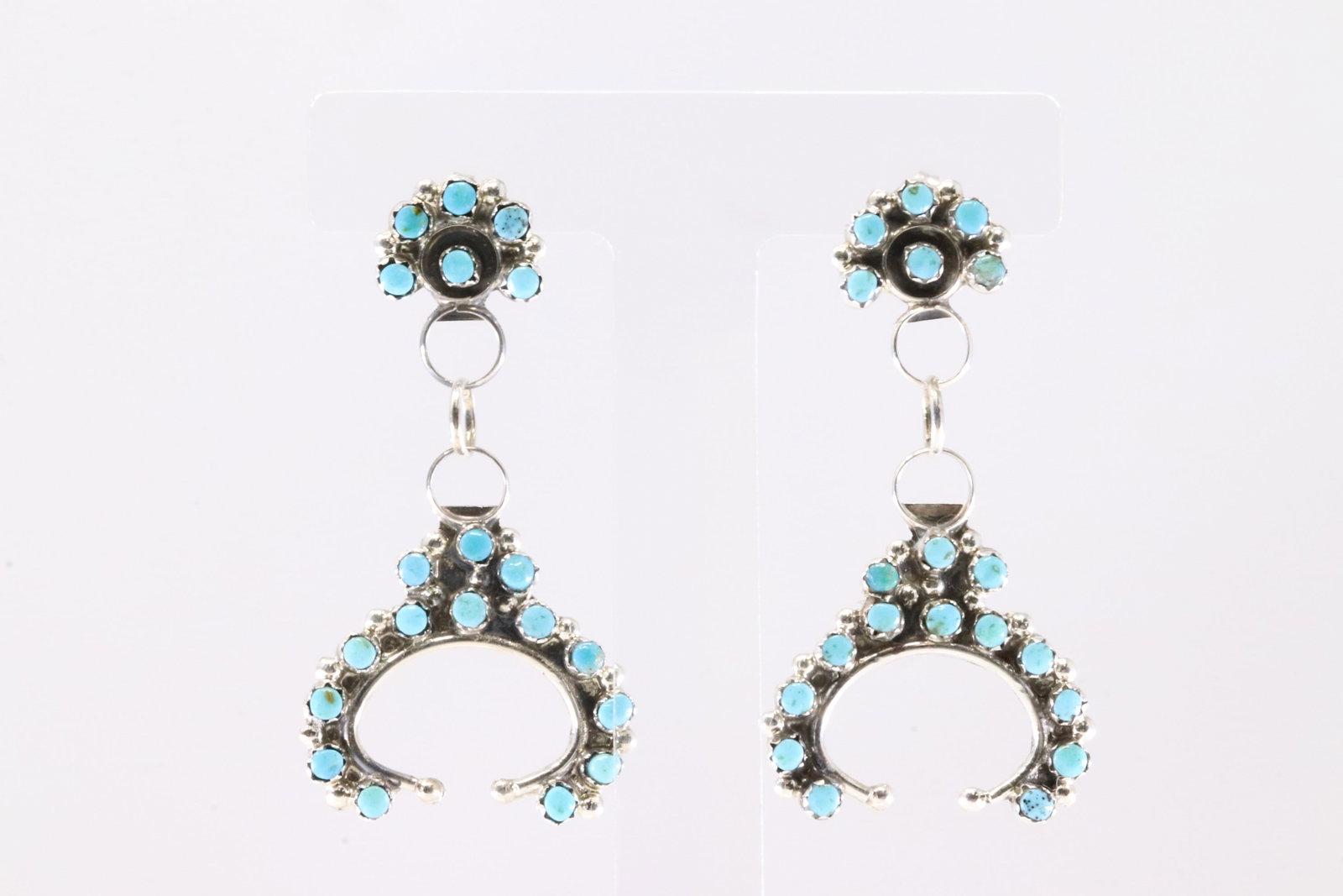 America Sterling Silver Turquoise Post Dangling Earring's. (1 of 4)