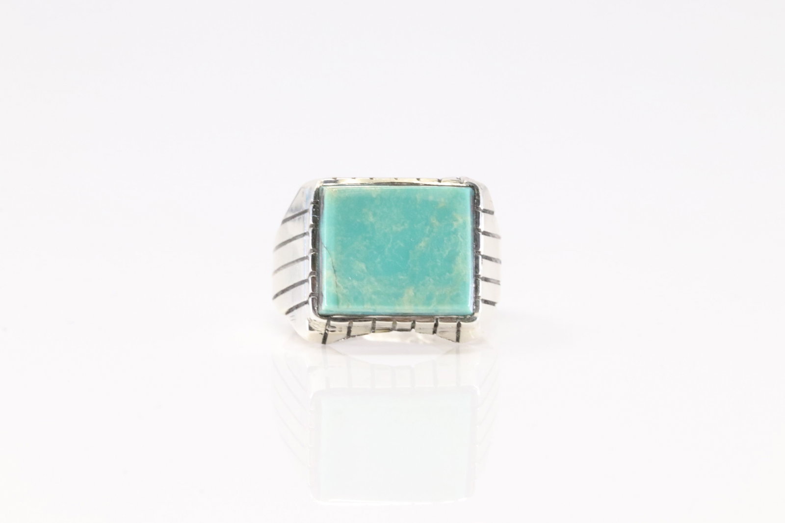 Native America Navajo Sterling Silver Men Turquoise Ring By R. (1 of 4)