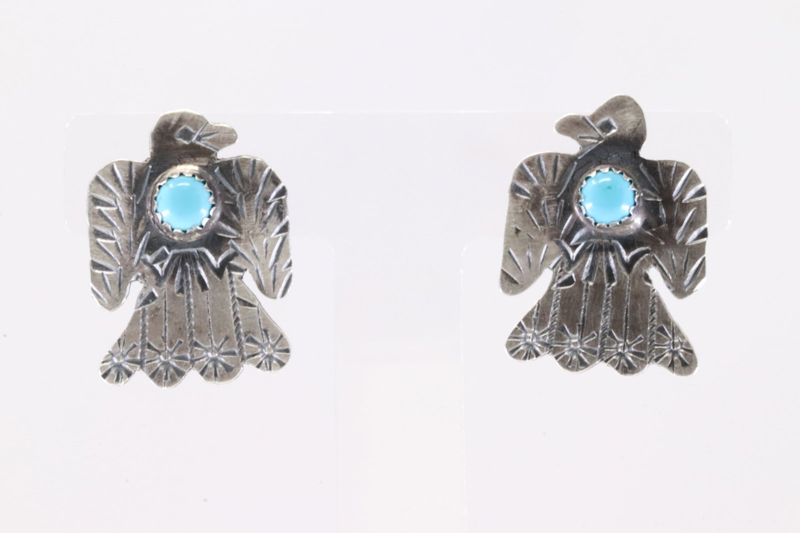 Native America Navajo Sterling Silver Turquoise Thunderbird Post Earring's By Gabriela Yazzie.: This is a Native America Navajo Sterling Silver Turquoise Thunderbird Post Earring's By Gabriela Yazzie. Stamp G.T.Y.