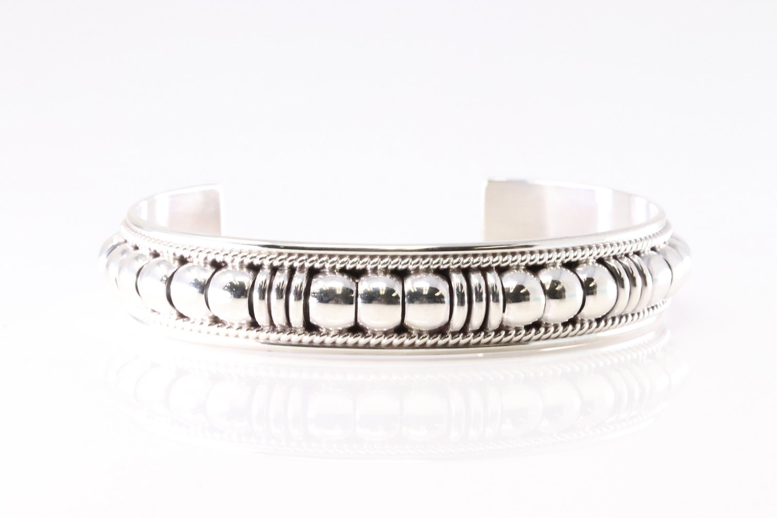 Native America Navajo Sterling Silver Solid Stamped Bracelet Cuff By Thomas Charley. (1 of 4)