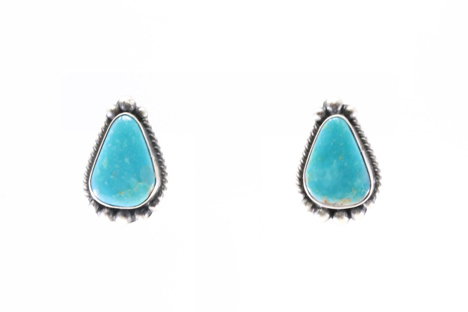 Native America Navajo Sterling Silver Kingman Turquoise Post Earring's By Elouise Kee. (1 of 4)