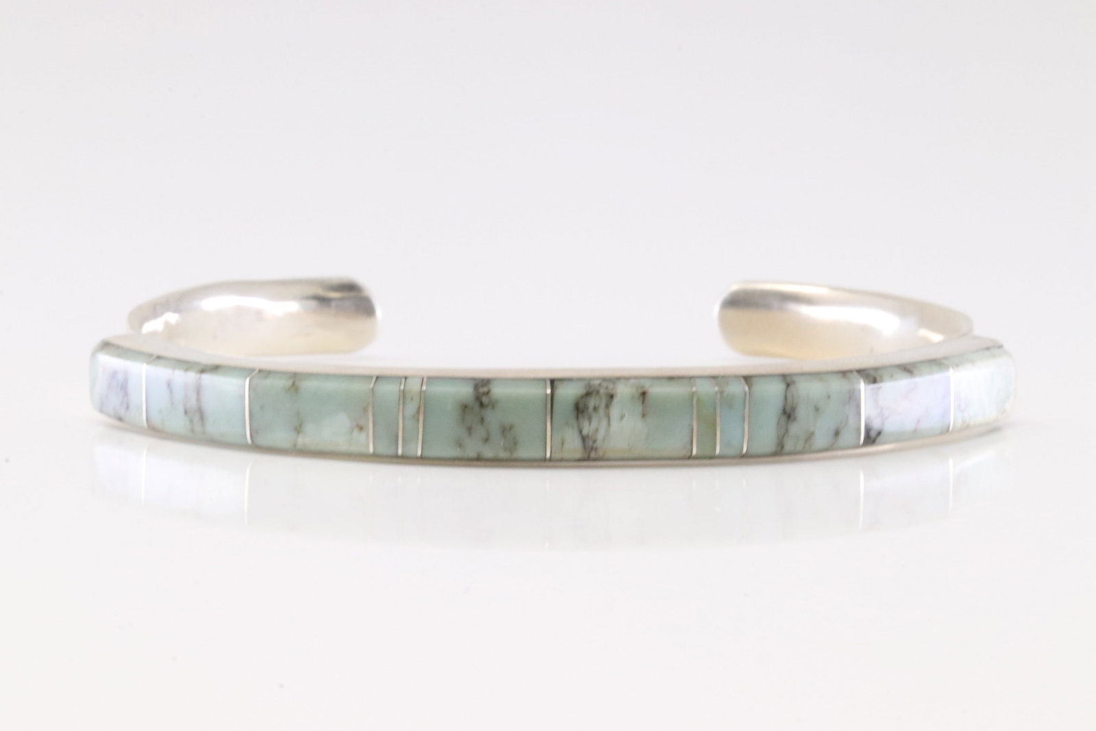 Native America Navajo Sterling Silver Turquoise Inlay Bracelet Cuff By PL. (1 of 4)