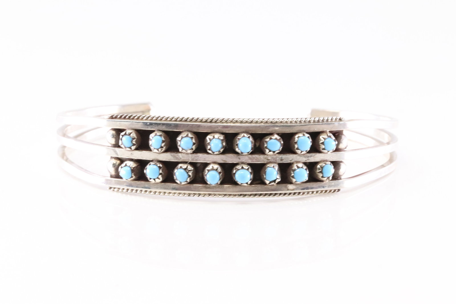 Native America Zuni Sterling Silver Kingman Turquoise Bracelet Cuff By Suzie Livingston. (1 of 4)