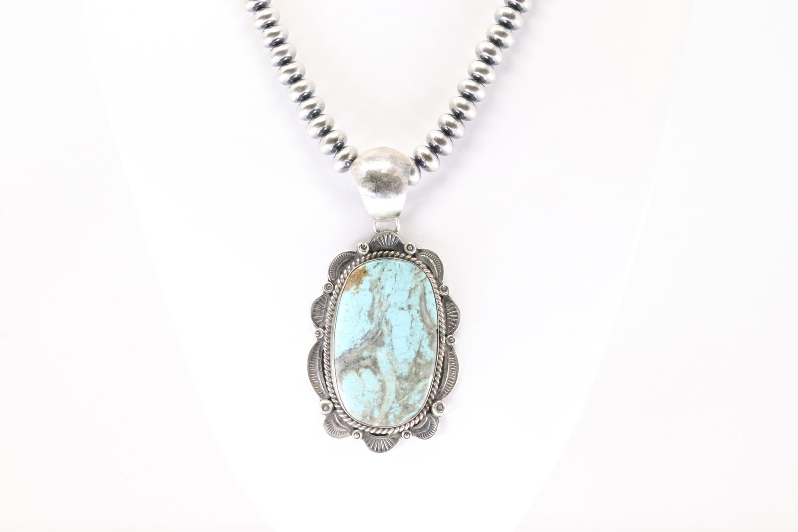 Native America Navajo Sterling Silver Number 8 Turquoise Pendent By Gilbert Tom With None Navajo (1 of 4)