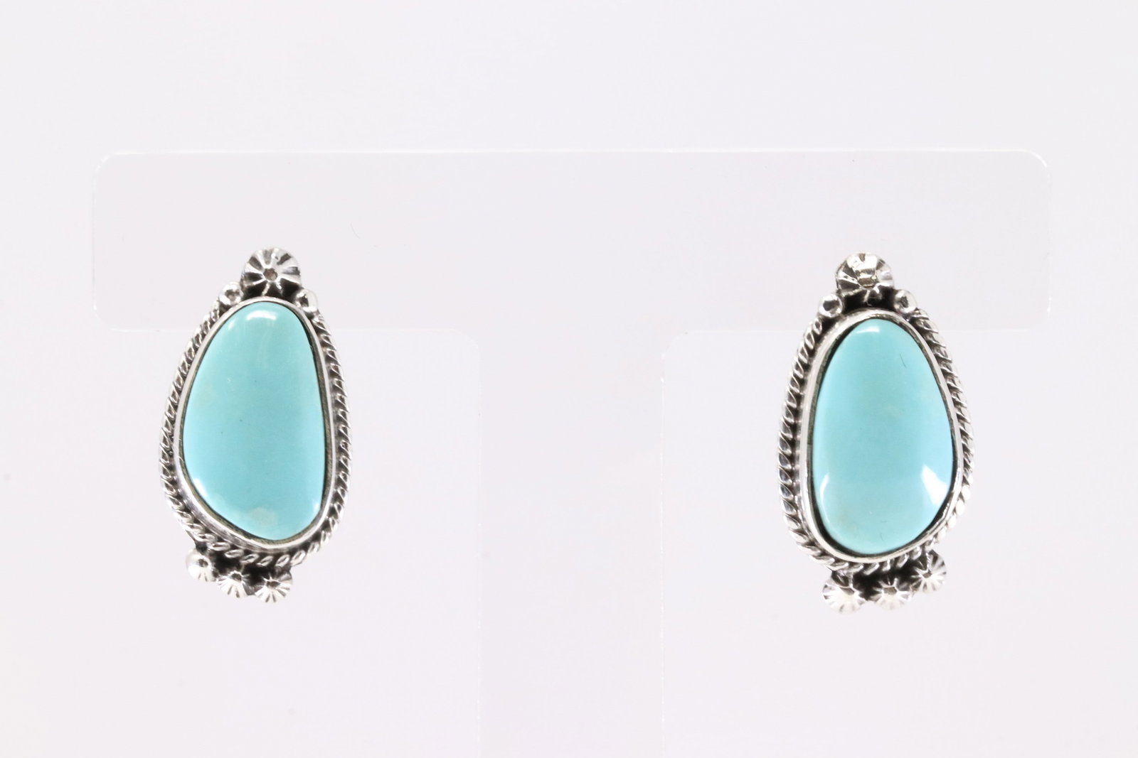 Native America Navajo Sterling Silver Turquoise Post Earring's By Sharon McCarthy. (1 of 4)