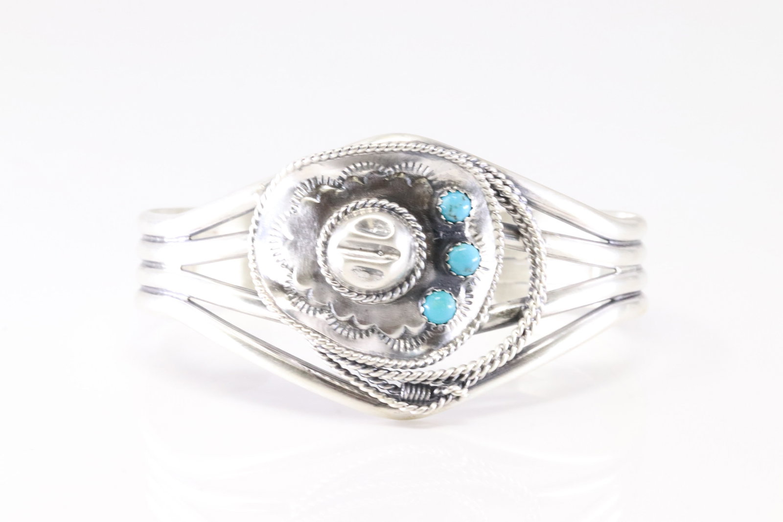 Native America Navajo Sterling Silver Turquoise Cowboy Hat Bracelet Cuff By Bobby Platero. From R.B (1 of 4)