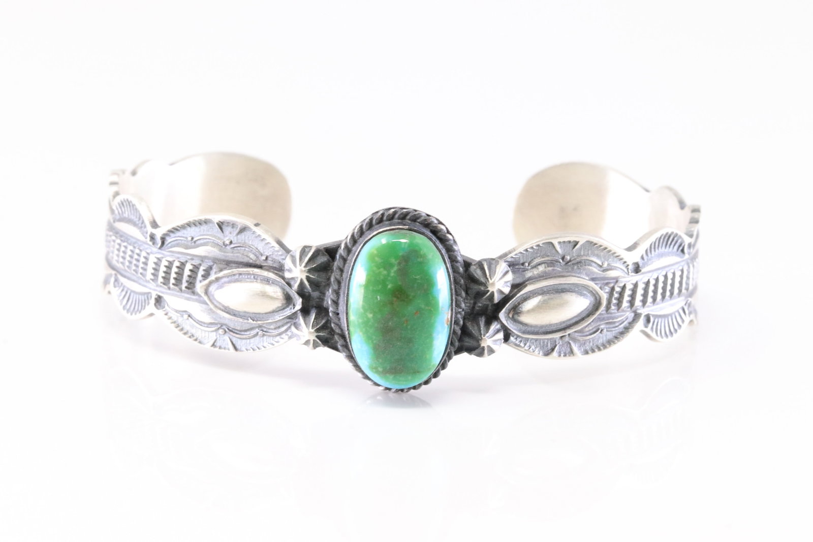 Native America Navajo Sterling Silver Sonora Gold Turquoise Bracelet Cuff By Leonard Maloney. (1 of 4)