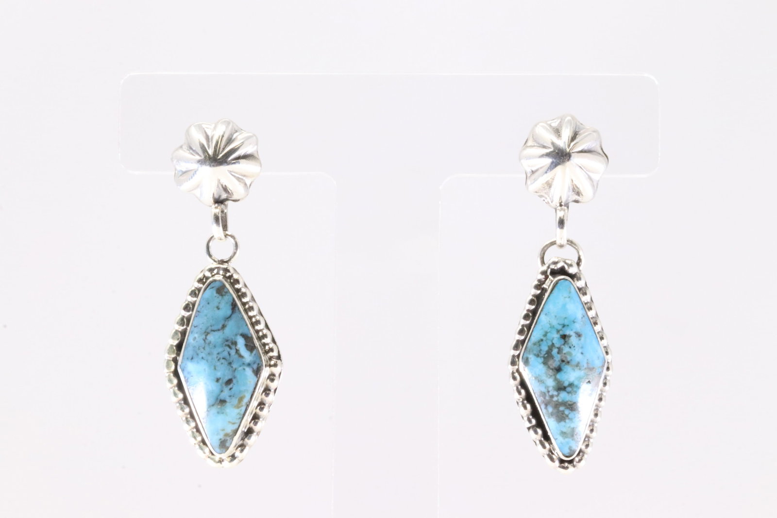 America Sterling Silver Turquoise Post Dangling Earring's. (1 of 4)