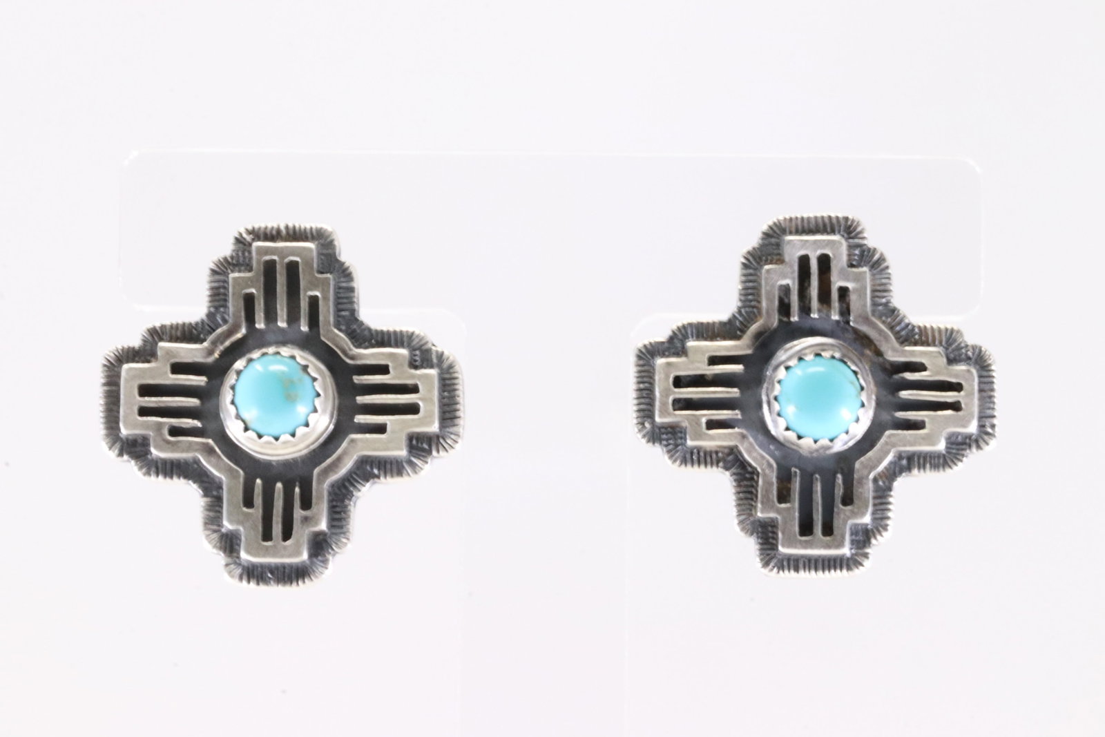 America Sterling Silver Turquoise Cross Post Earring's. (1 of 4)