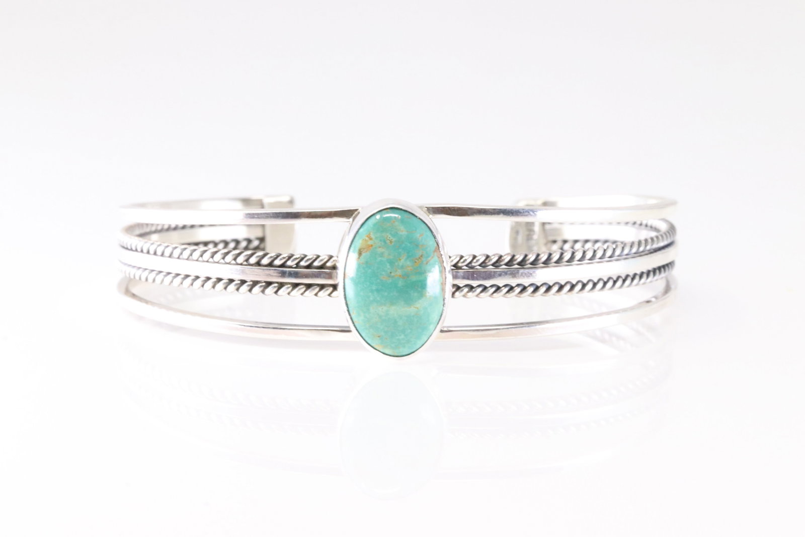 Native American Navajo Sterling Silver Turquoise Bracelet Cuff By R. (1 of 4)