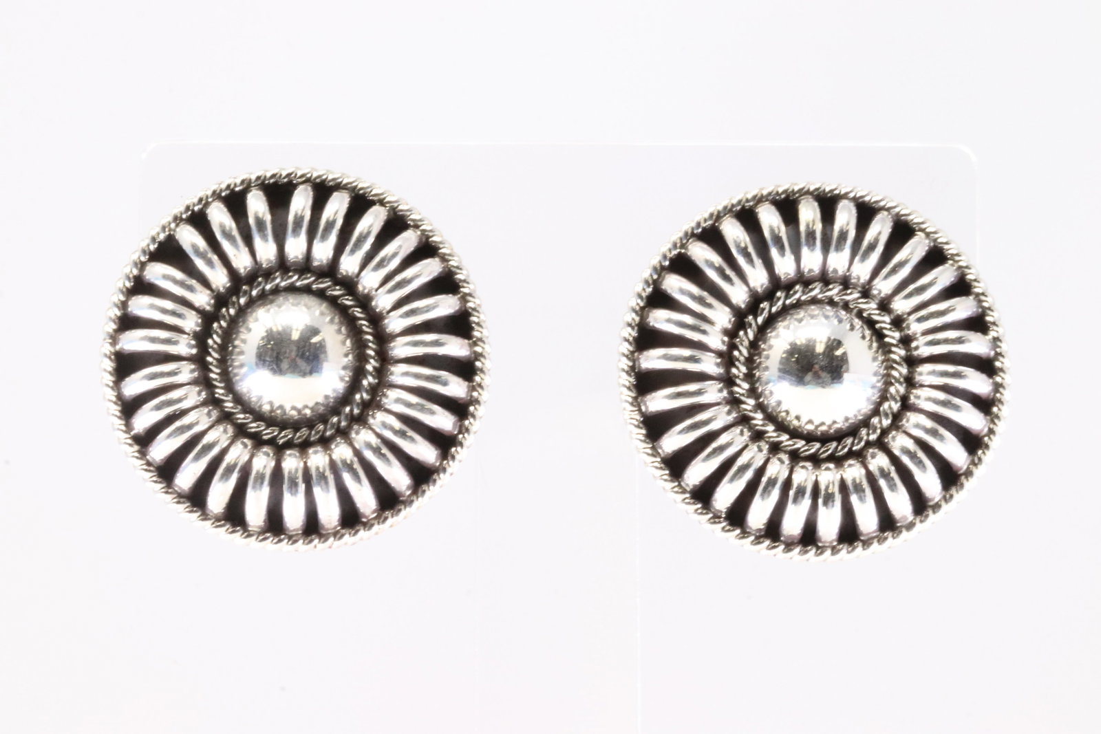 Native American Navajo Sterling Silver Solid Post Earring's By Thomas Charley. (1 of 4)