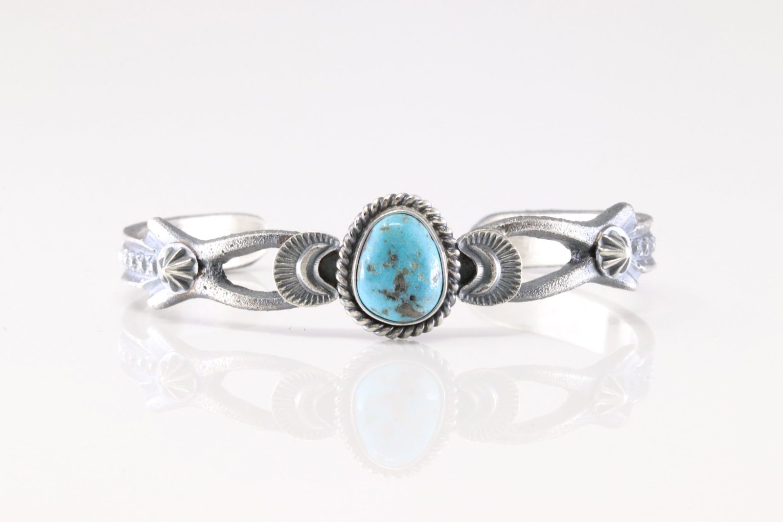 Native America Navajo Sterling Silver Turquoise Bracelet Cuff By Kevin Billah. From C Company. (1 of 4)