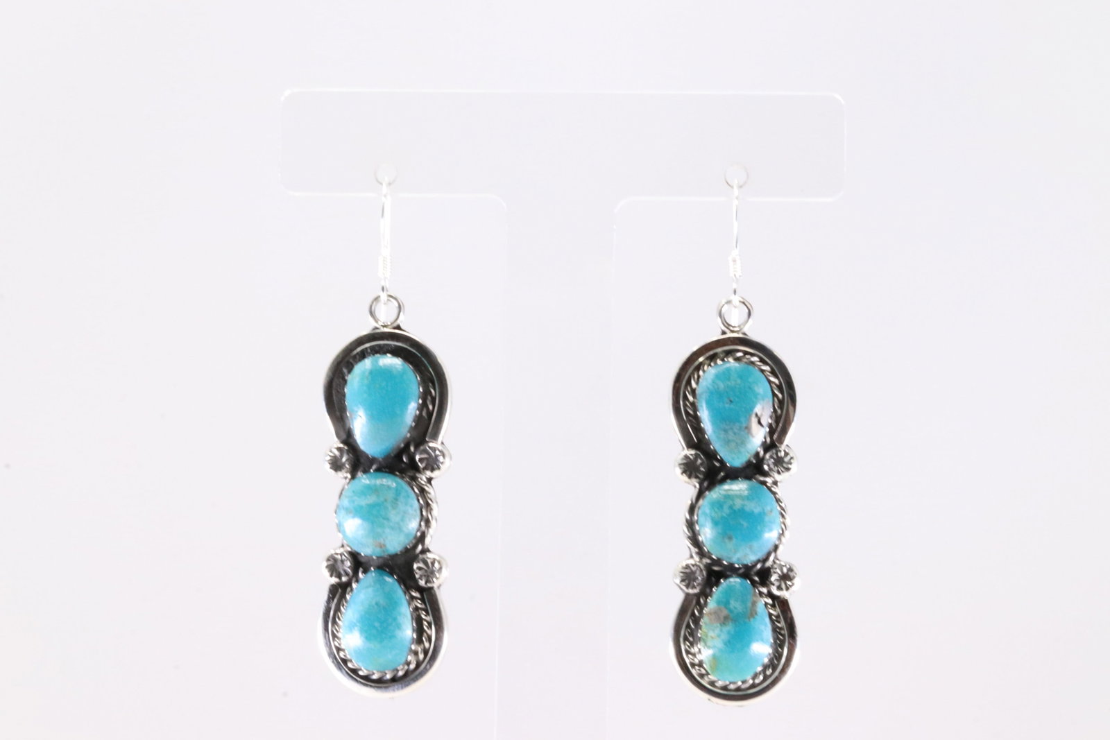 Native America Navajo Sterling Silver Turquoise Dangling Earring's By Marie Bahe. (1 of 4)