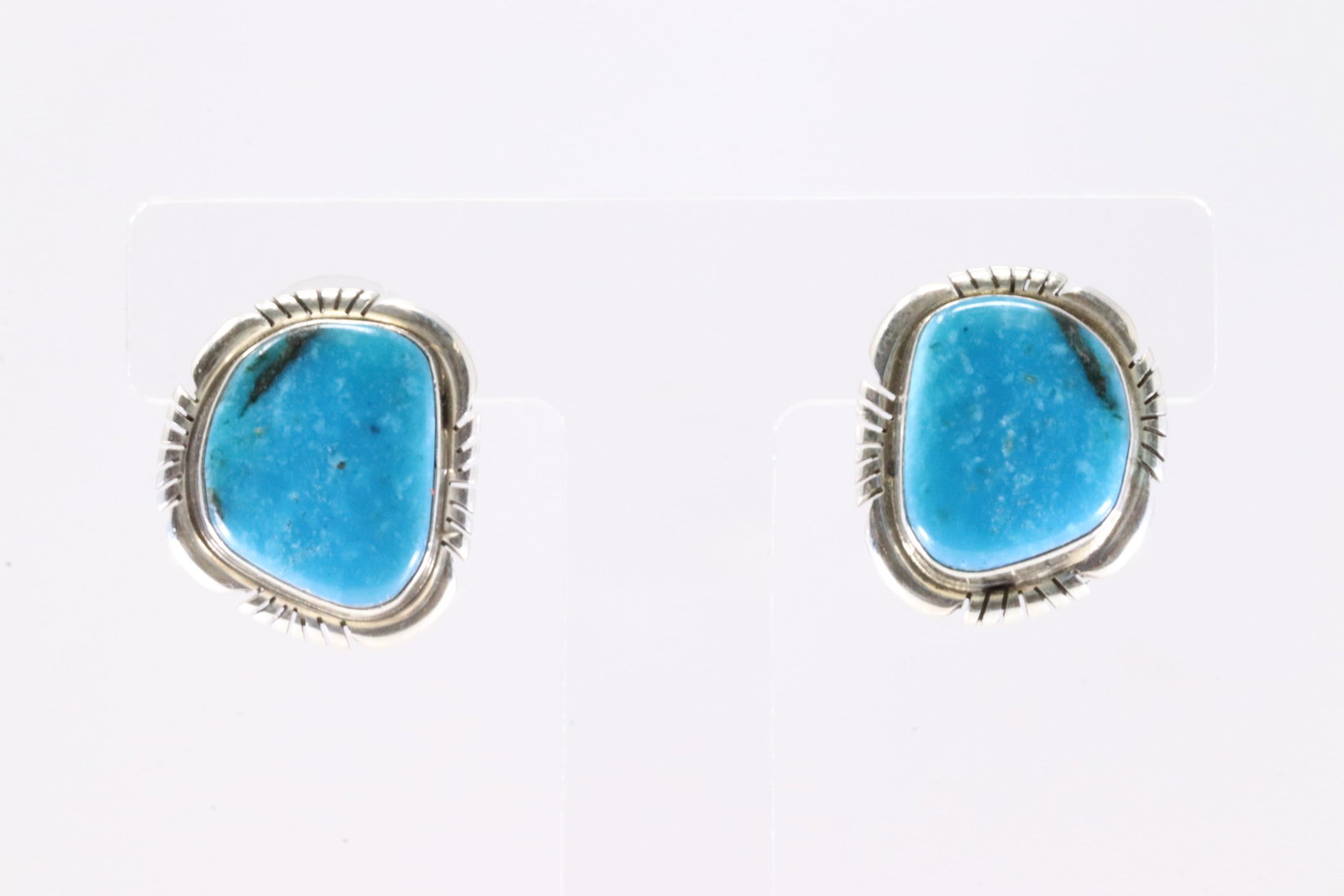 Native America Navajo Sterling Silver Turquoise Post Earring's By Elouise Kee. (1 of 4)
