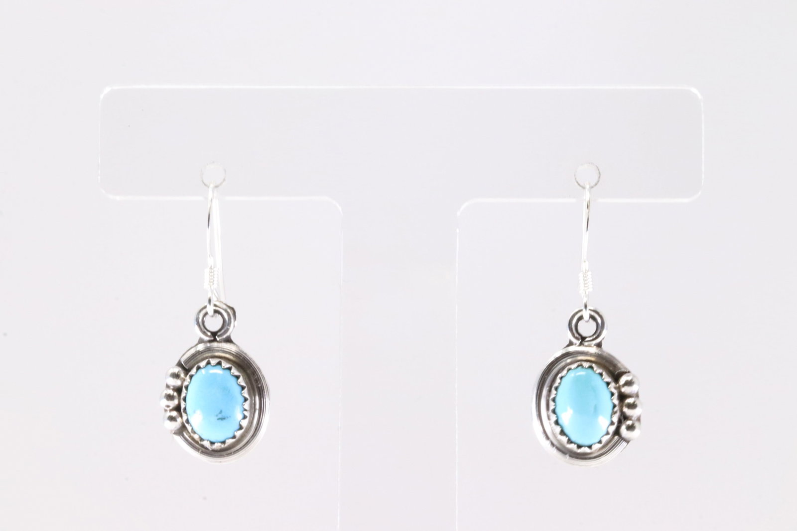America Sterling Silver Turquoise Dangling Earring's. (1 of 3)