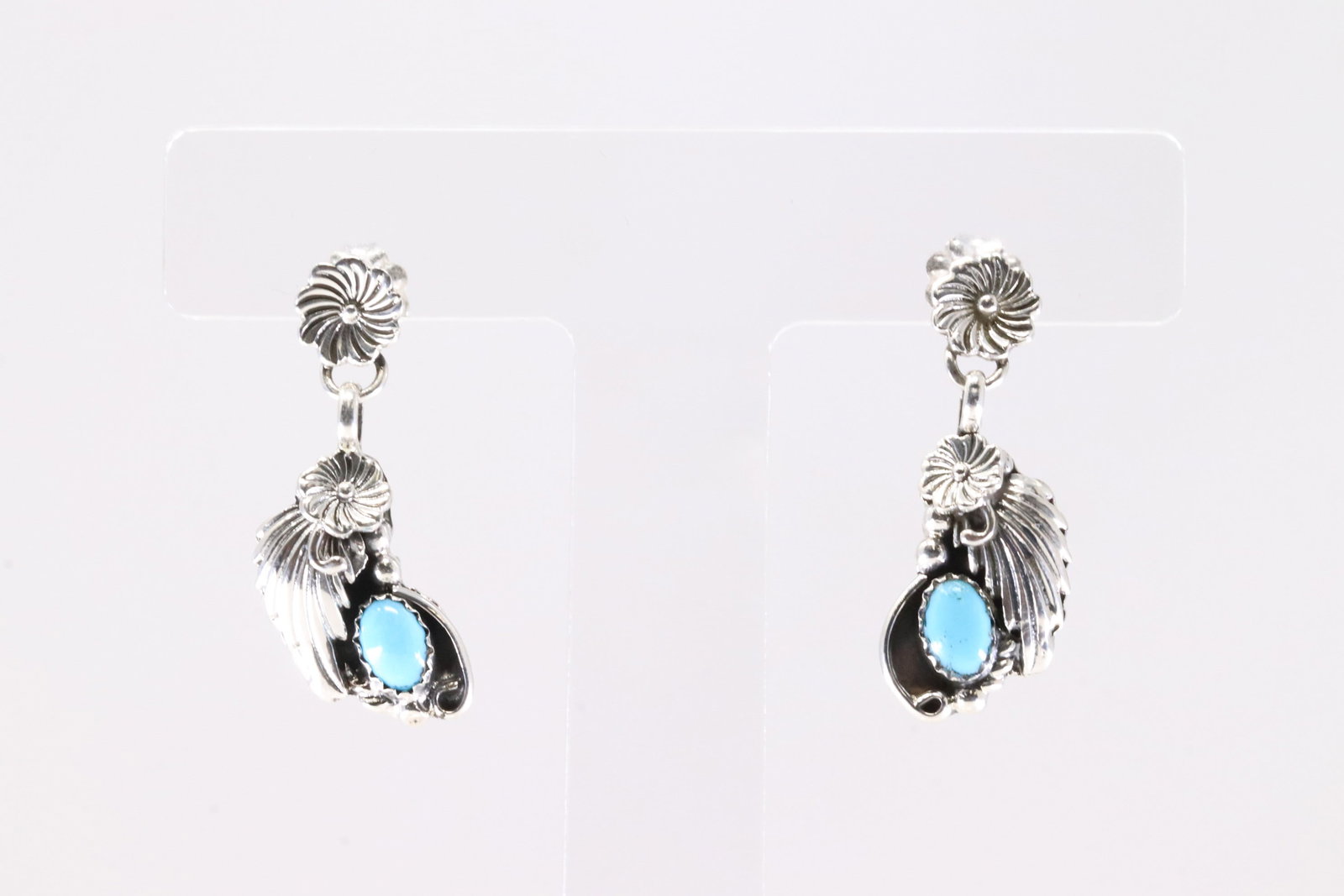 America Navajo Sterling Silver Turquoise Post / Dangling Earring's. (1 of 3)