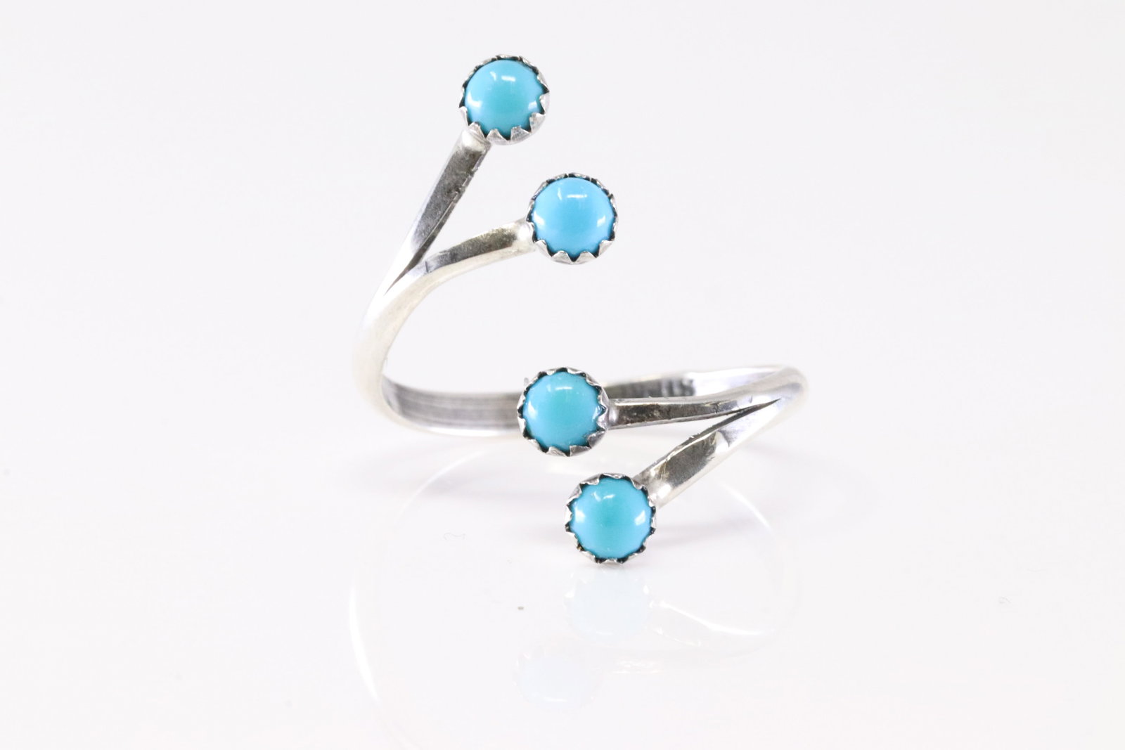 America Sterling Silver Turquoise Open Ring. (1 of 4)