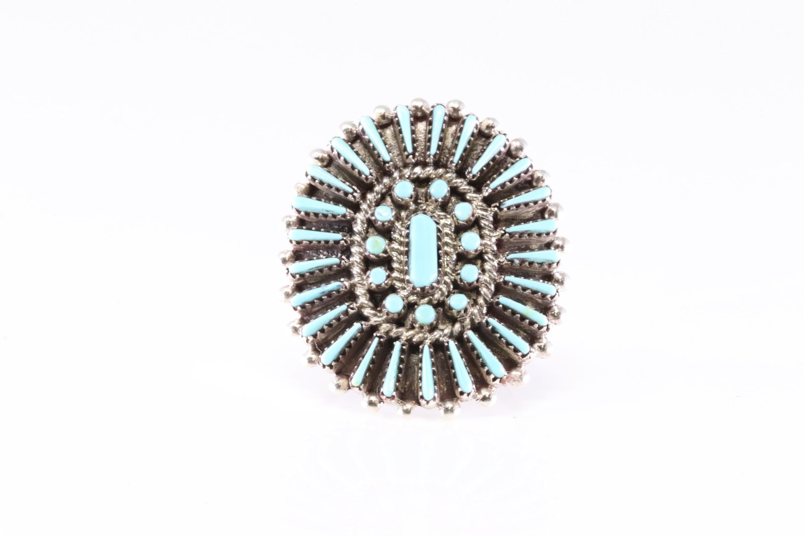 Native America Zuni Sterling Silver Turquoise Ring By S.Lalio.: This is a Native America Zuni Sterling Silver Turquoise Ring By S.Lalio. Ring size: 7.75.