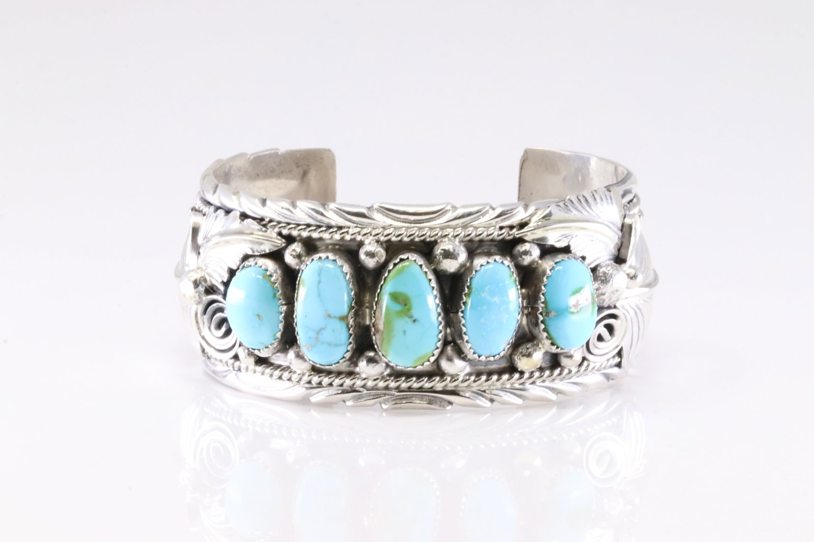 Native America Navajo Sterling Silver Sonora Gold Turquoise Bracelet Cuff By Thomas Jr. (1 of 4)
