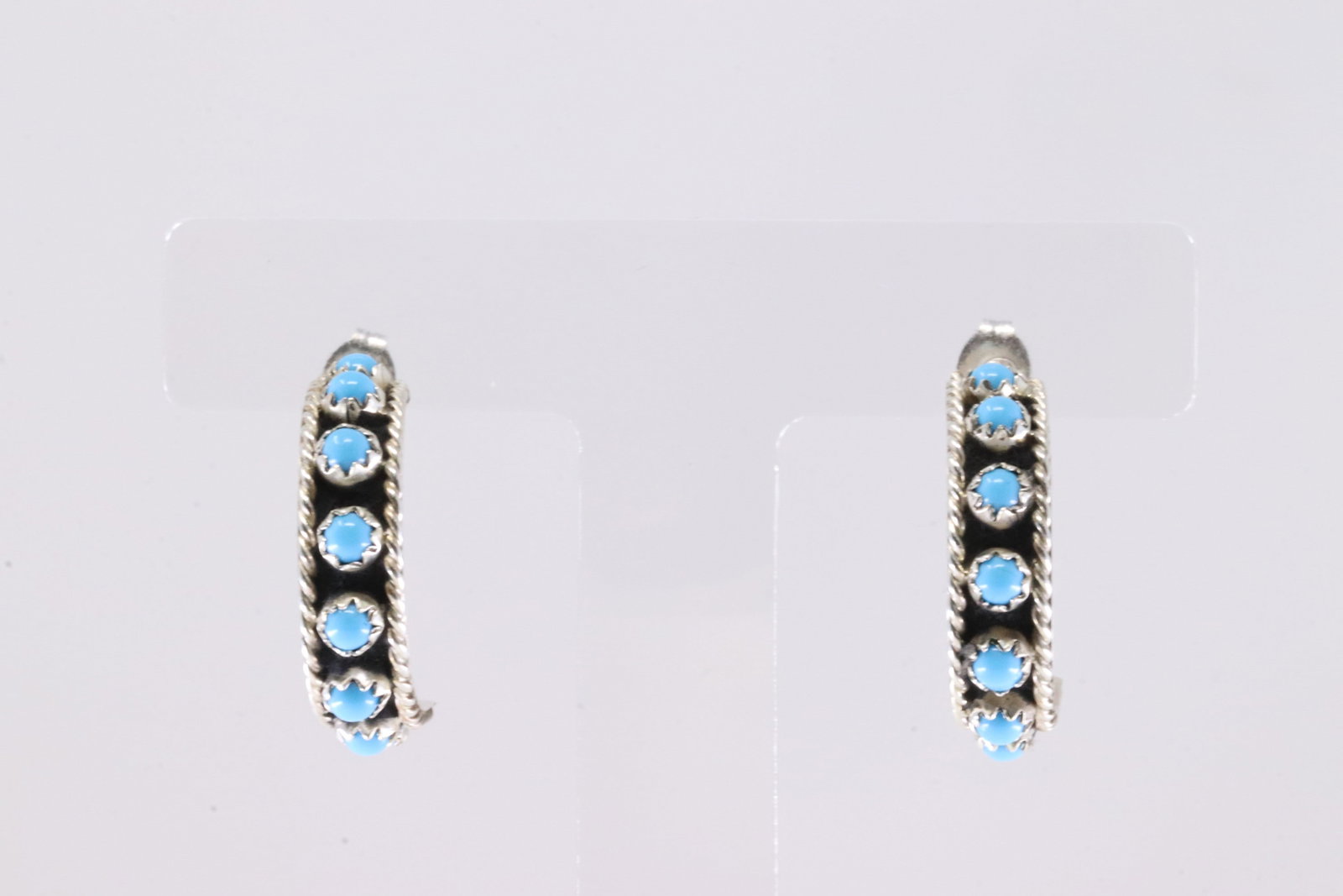 America Sterling Silver Turquoise Hoop Earring's.: This is a America Sterling Silver Turquoise Hoop Earring's.