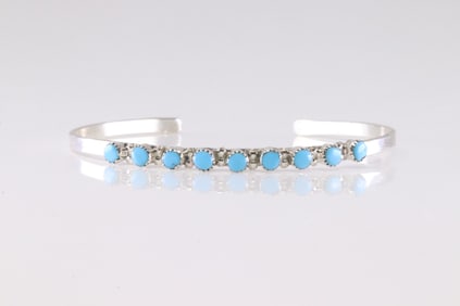 America Sterling Silver Turquoise Bracelet Cuff.