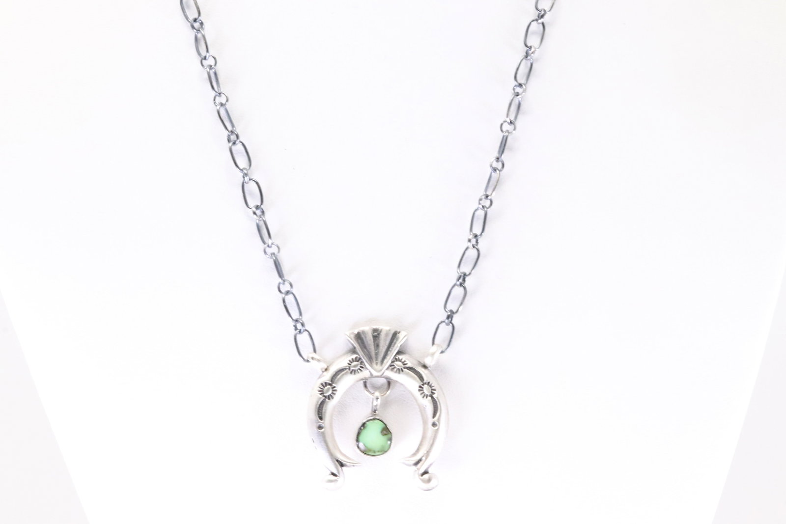 America Sterling Silver Turquoise Najaa Necklace.: This is a America Sterling Silver Turquoise Najaa Necklace. Necklace Length: 18.00.
