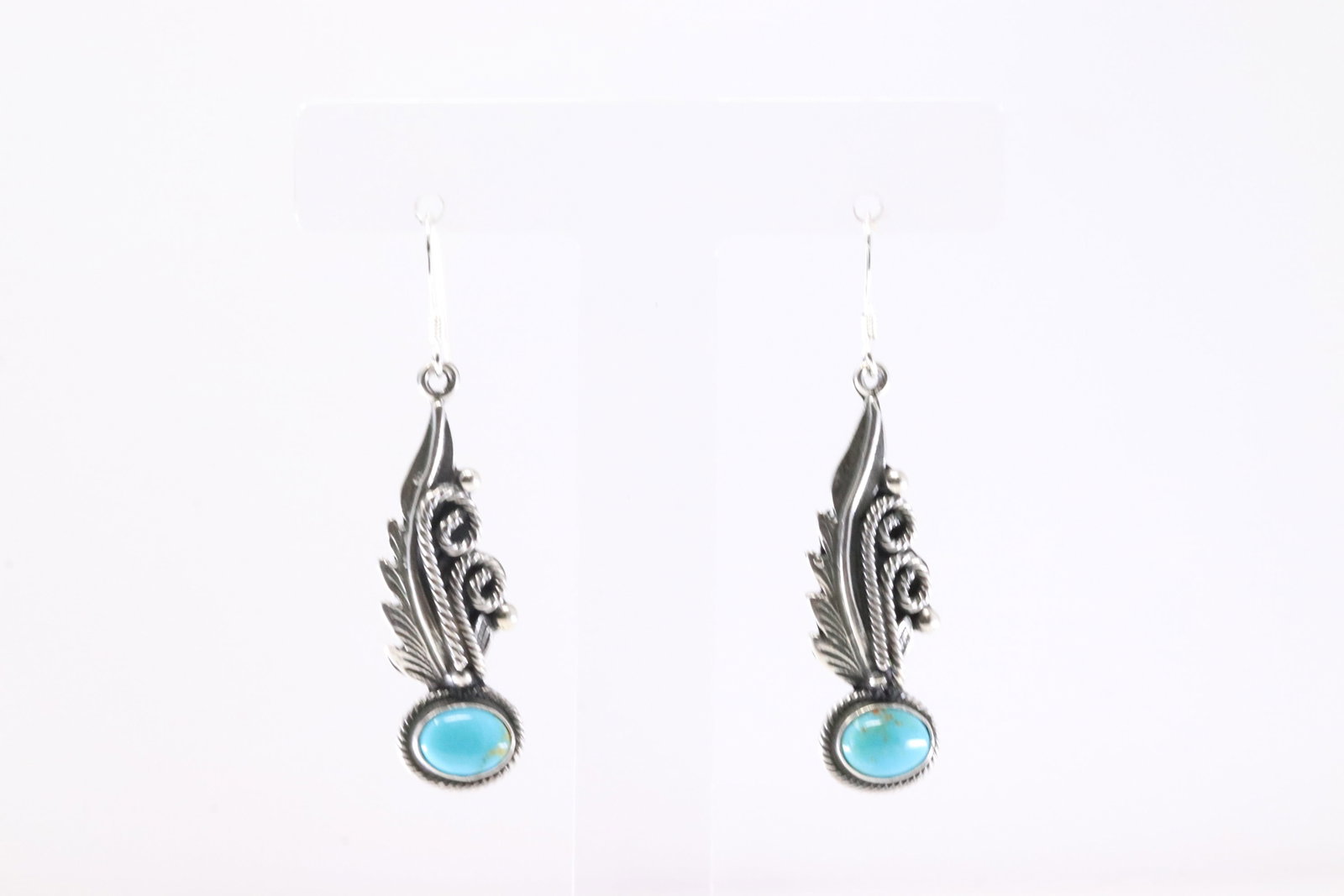 Native America Navajo Sterling Silver Turquoise Dangling Earring's By Genevieve Francisco. From R.B: This is a Native America Navajo Sterling Silver Turquoise Dangling Earring's By Genevieve Francisco. From R.B Company. Stamp By R.B Company.