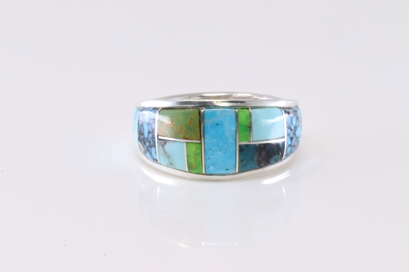 Native America Navajo Sterling Silver Multi-Color Stone Ring By Yazzie. (1 of 4)