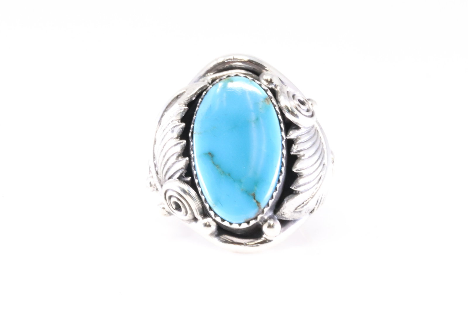 Native America Navajo Sterling Silver Turquoise Ring By Darrell Morgan. (1 of 4)