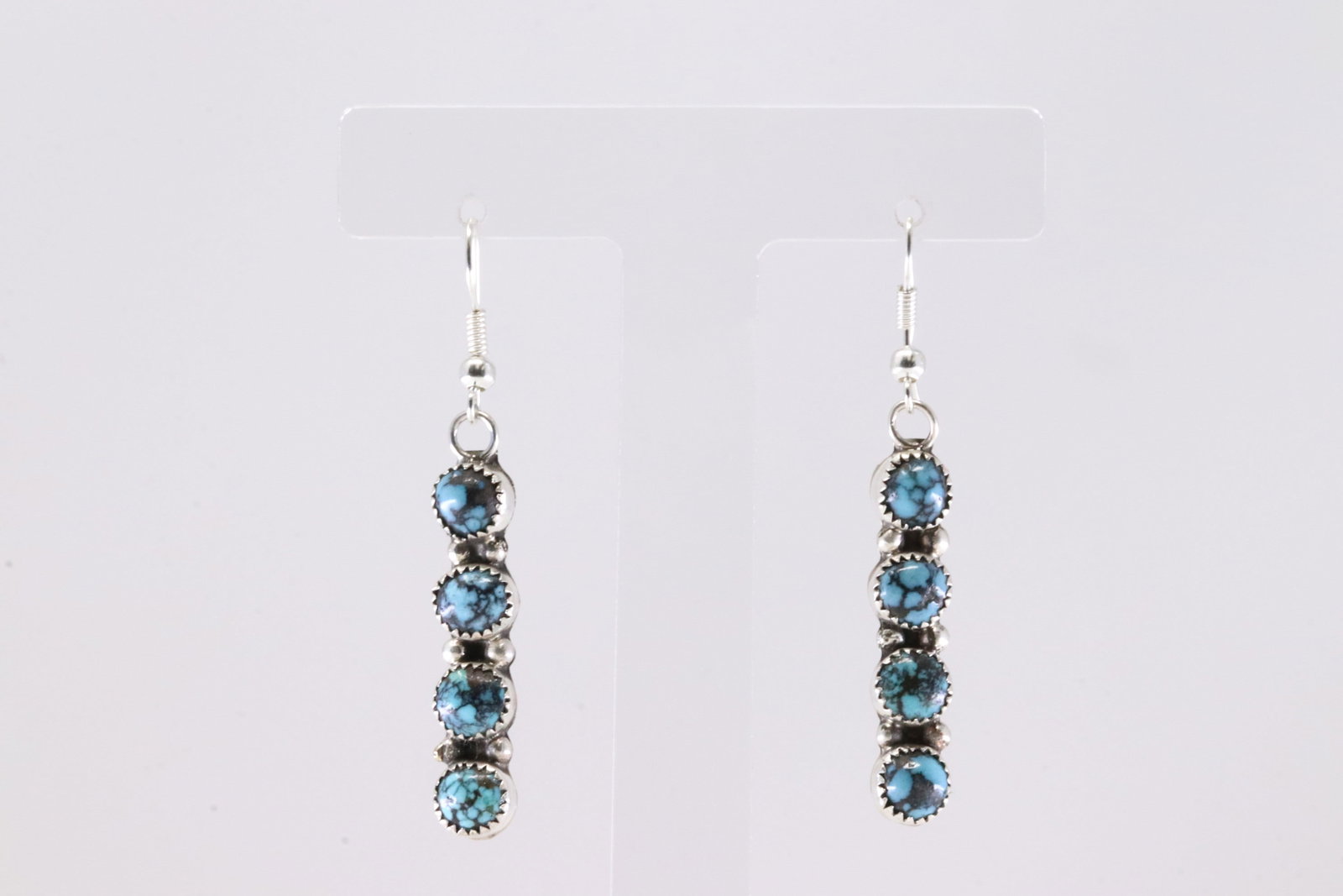 Native America Navajo Sterling Silver Kingman Turquoise Dangling Earring's By Maxine Ramirez.: This is a Native America Navajo Sterling Silver Kingman Turquoise Dangling Earring's By Maxine Ramirez.