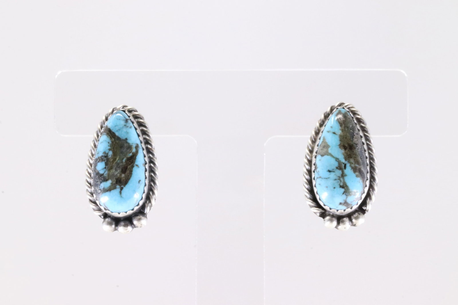 Native America Navajo Sterling Silver Turquoise Post Earring's By Theresa Smith.: This is a Native America Navajo Sterling Silver Turquoise Post Earring's By Theresa Smith.