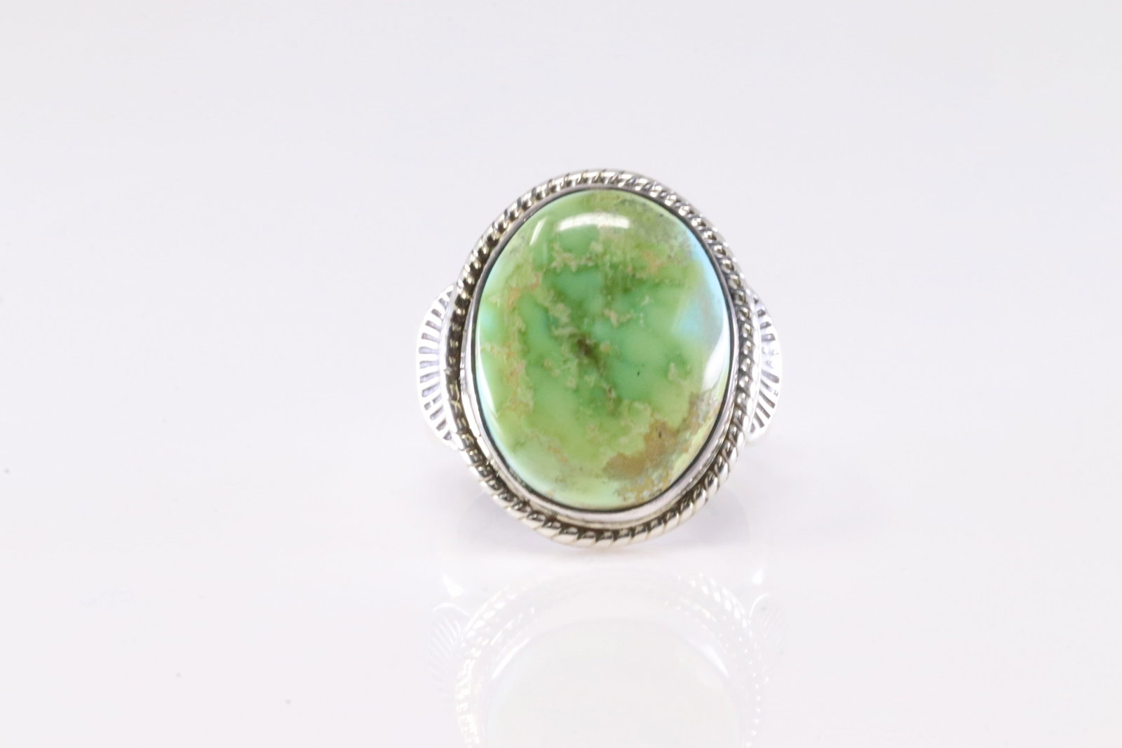 Native America Navajo Sterling Silver Sonora Gold Turquoise Ring By C.F.: This is a Native America Navajo Sterling Silver Sonora Gold Turquoise Ring By C.F. Ring size: 7.75.