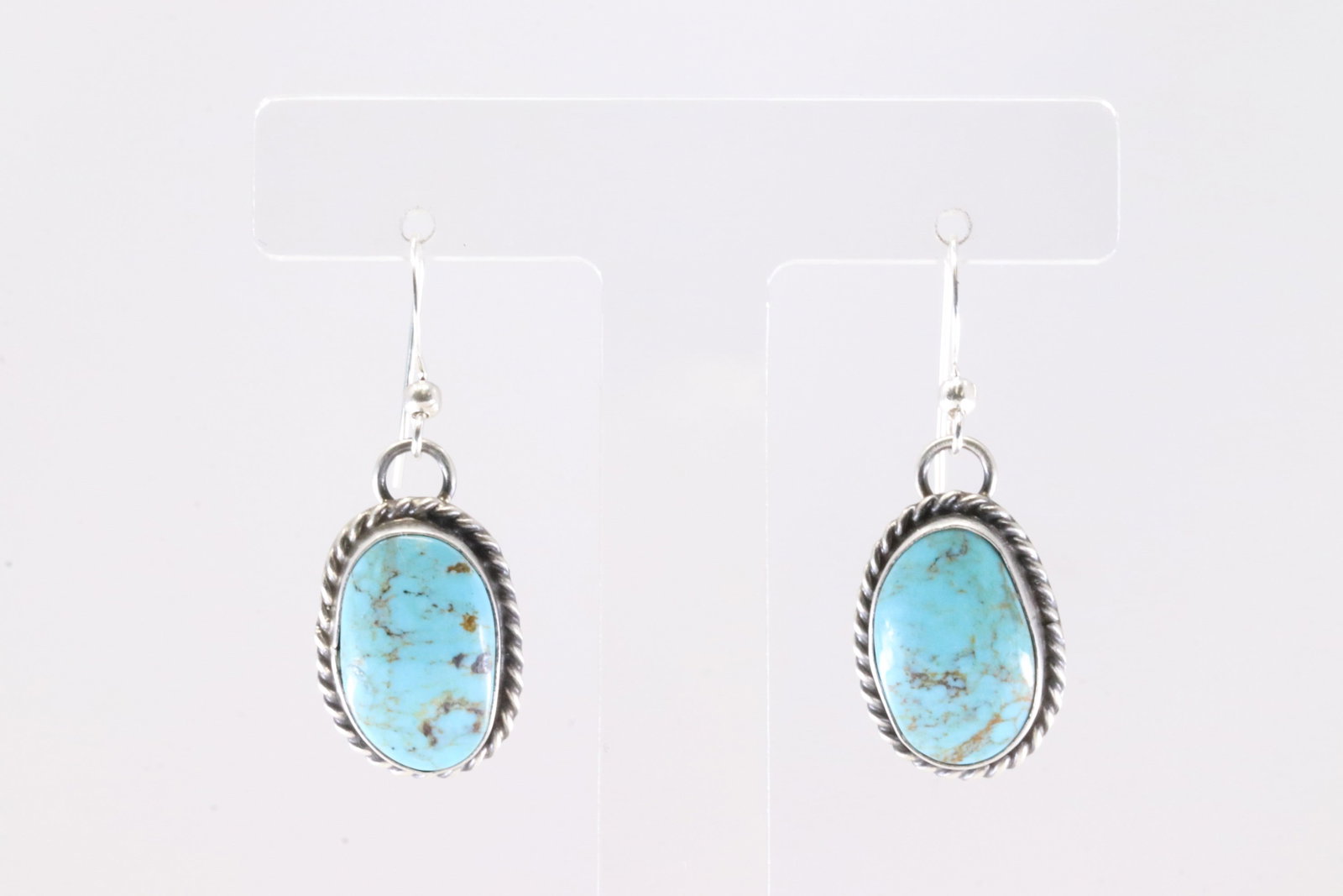 Native America Navajo Sterling Silver Kingman Turquoise Dangling Earring's By Chassity Belone. (1 of 4)