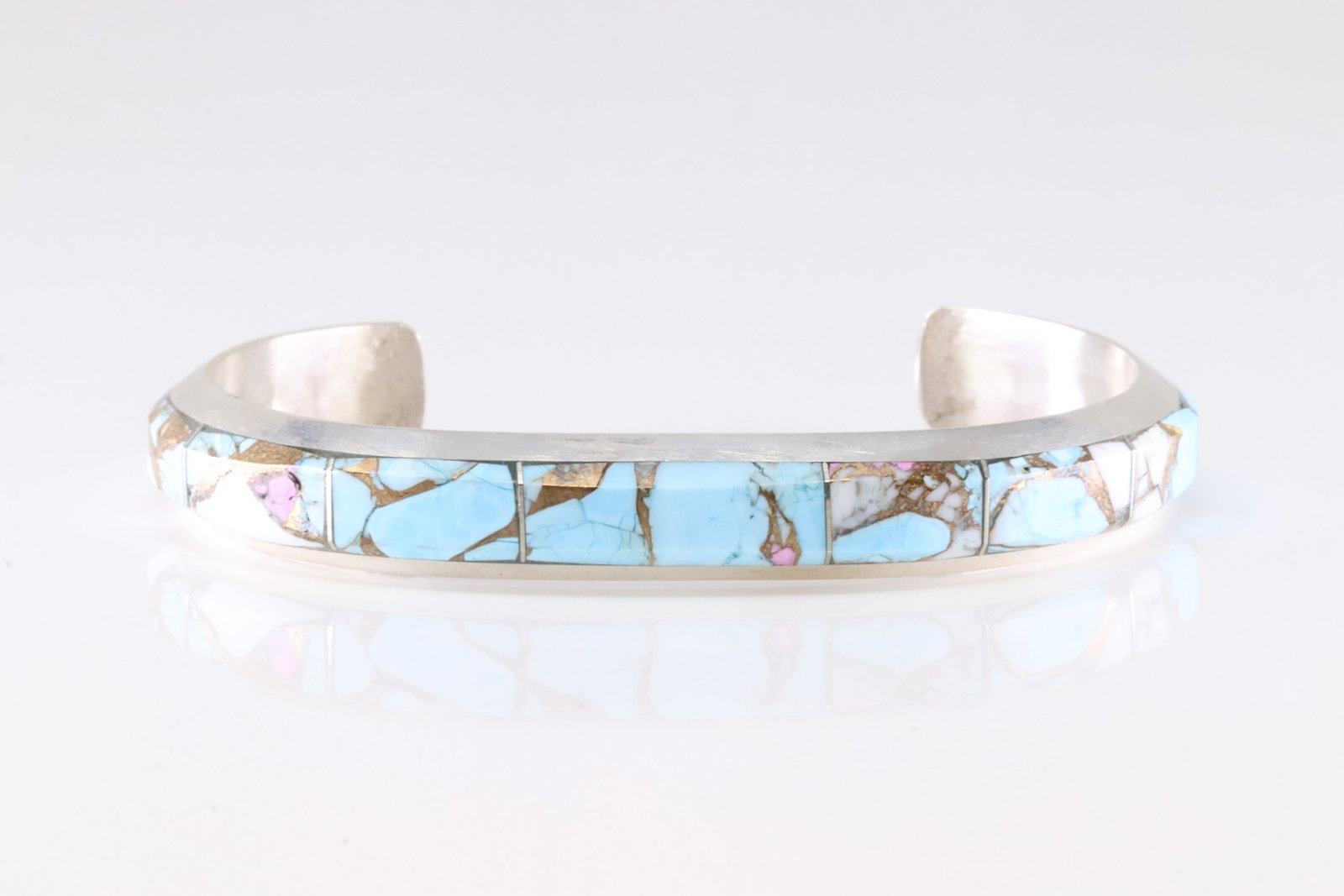 Native America Navajo Sterling Silver Cotton Candy Bracelet Cuff By Brandon Etcitty.: This is a Native America Navajo Sterling Silver Cotton Candy Bracelet Cuff By Brandon Etcitty.