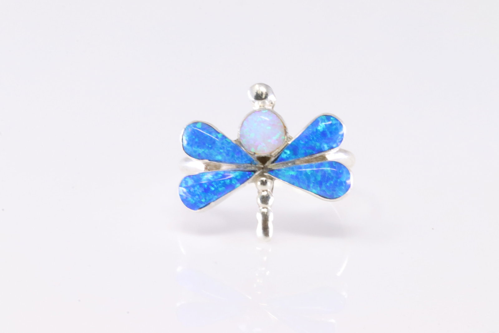 America Sterling Silver Multi-Color Opal Dragonfly Ring. (1 of 4)