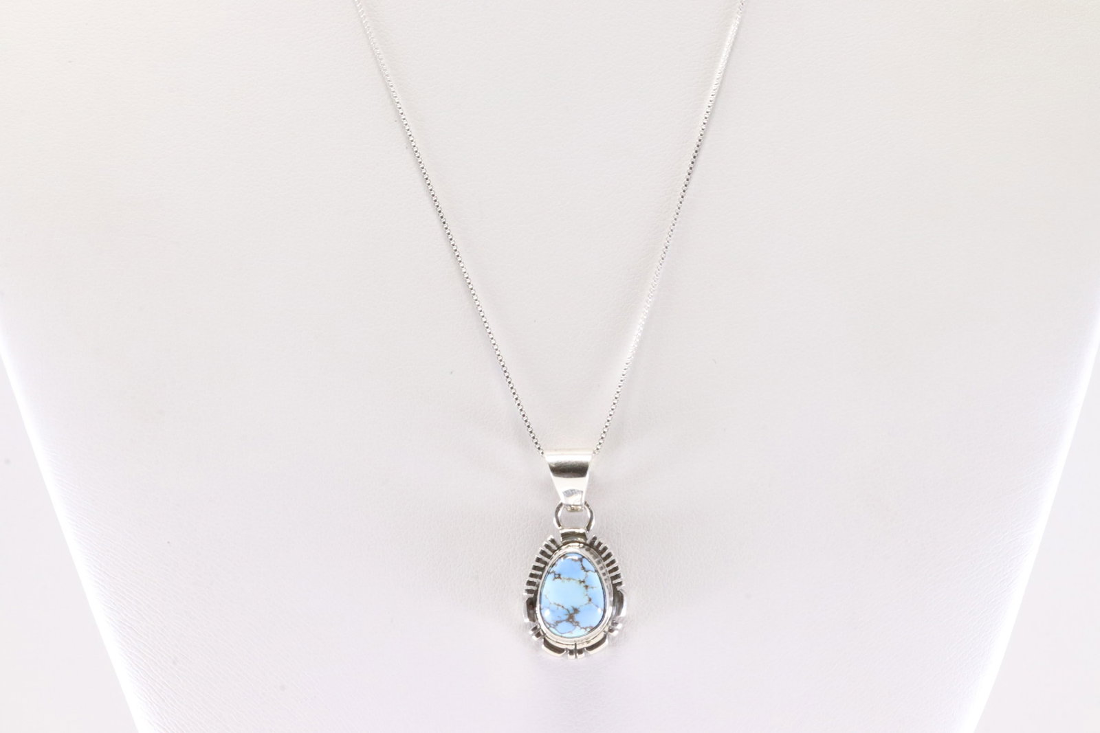Native America Navajo Sterling Silver Golden Hill Turquoise Pendant By A. With A 925 Necklace.: This is a Native America Navajo Sterling Silver Golden Hill Turquoise Pendant By A. With A 925 Necklace. Necklace length: 18.00"