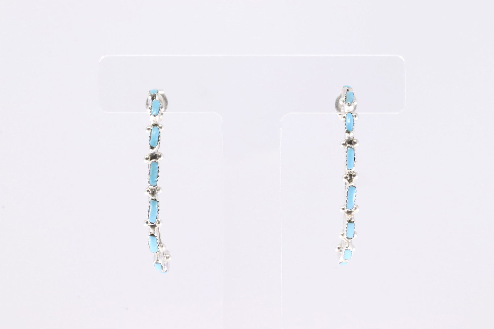 America Sterling Silver Turquoise Hoop Earring's.: This is a America Sterling Silver Turquoise Hoop Earring's.