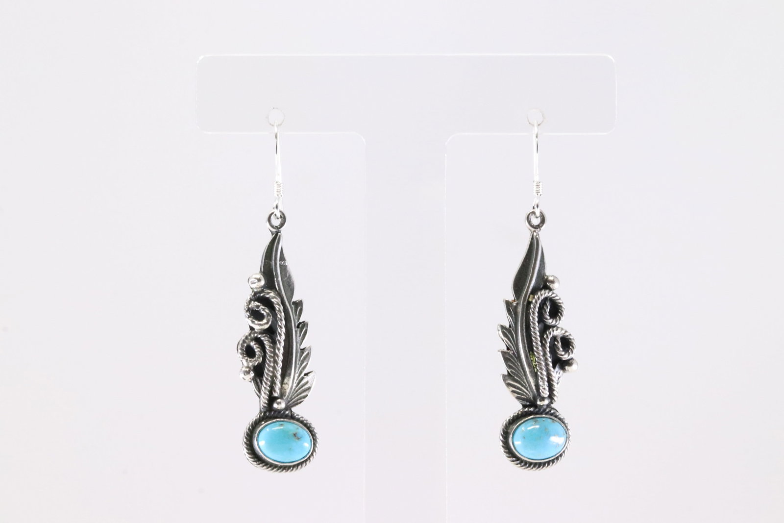 Native America Navajo Sterling Silver Turquoise Dangling Earring's By Genevieve Francisco. From R.B: This is a Native America Navajo Sterling Silver Turquoise Dangling Earring's By Genevieve Francisco. From R.B Company. Stamp By R.B Company.