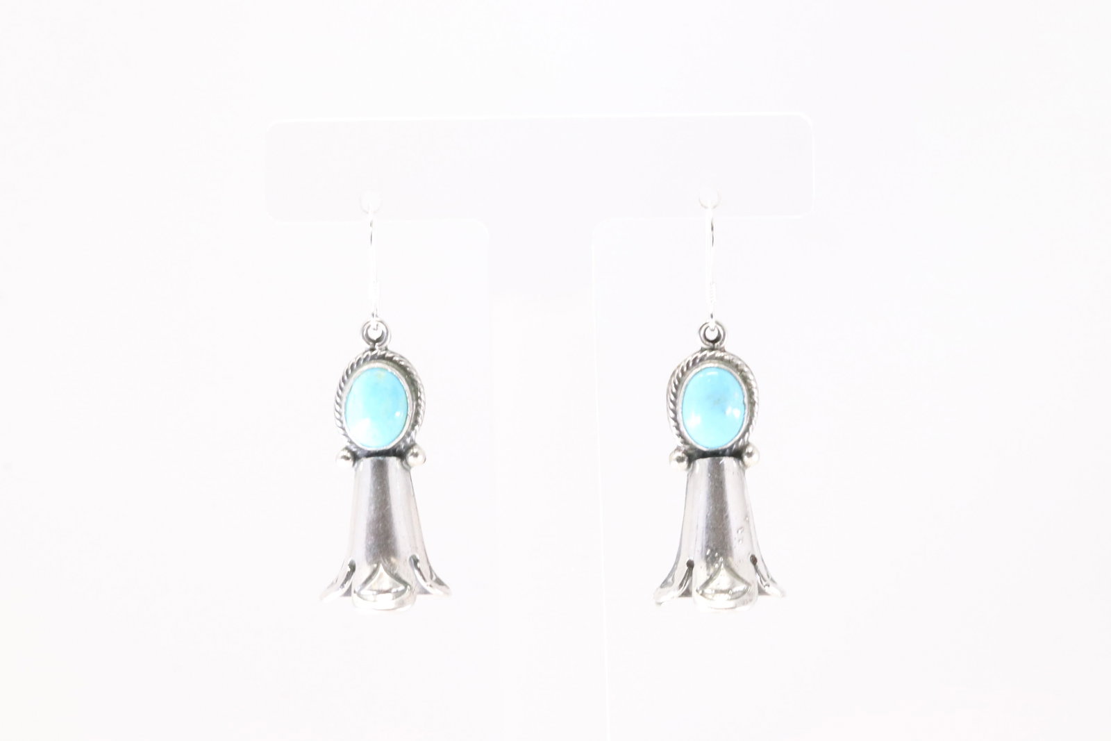 Native America Navajo Sterling Silver Turquoise Blossom Dangling Earring's By Sharon McCarthy. From: This is a Native America Navajo Sterling Silver Turquoise Blossom Dangling Earring's By Sharon McCarthy. From R.B Company. Stamp By R.B Company.