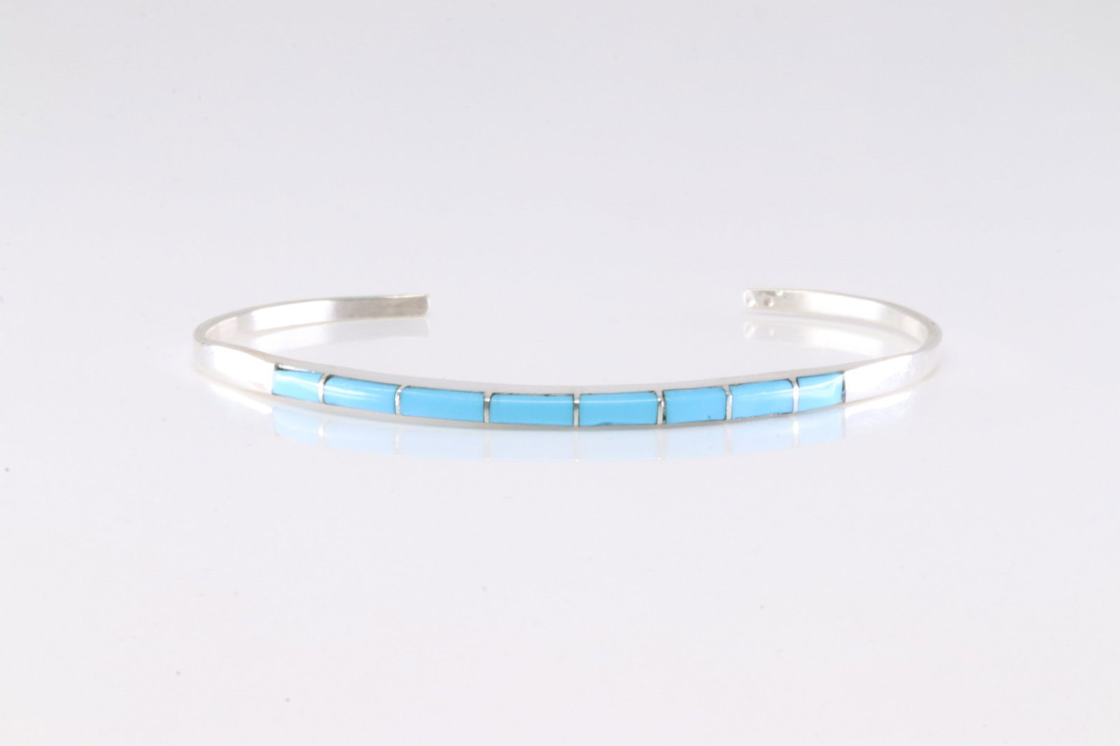 America Navajo Sterling Silver Turquoise Inlay Bracelet Cuff.: This is a America Navajo Sterling Silver Turquoise Inlay Bracelet Cuff.