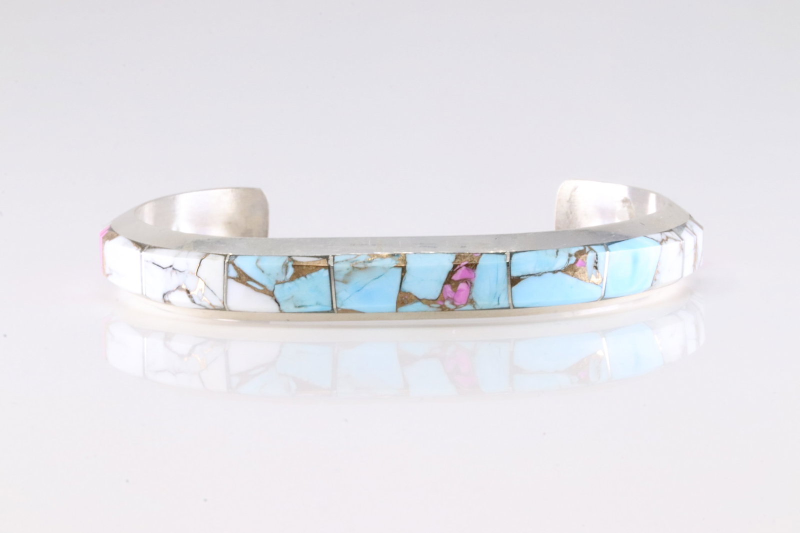Native America Navajo Sterling Silver Cotton Candy Bracelet Cuff By Brandon Etcitty.: This is a Native America Navajo Sterling Silver Cotton Candy Bracelet Cuff By Brandon Etcitty.