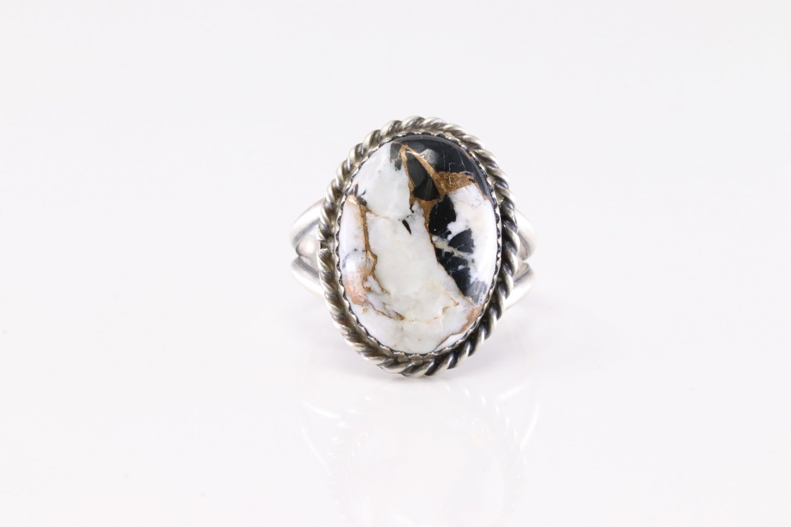Native America Navajo Sterling Silver Turquoise Compressed Ring By C.: This is a Native America Navajo Sterling Silver Turquoise Compressed Ring By C. Stamp C. Ring Size: 8.50.