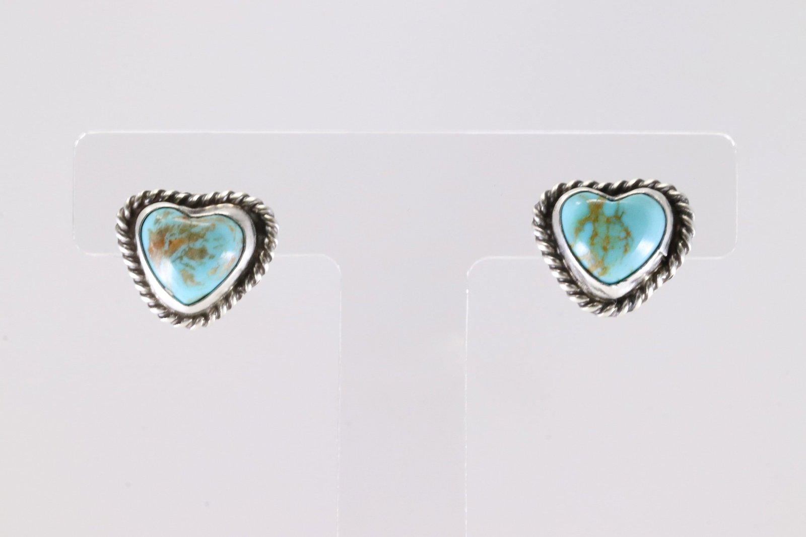 America Sterling Silver Turquoise Heart Post Earrings.: This is a America Sterling Silver Turquoise Heart Post Earrings.